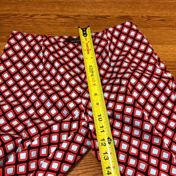 St. John Collection Red Blue Lattice Geometric Print Skinny Leg Ankle Pants 2 - Picture 15 of 15
